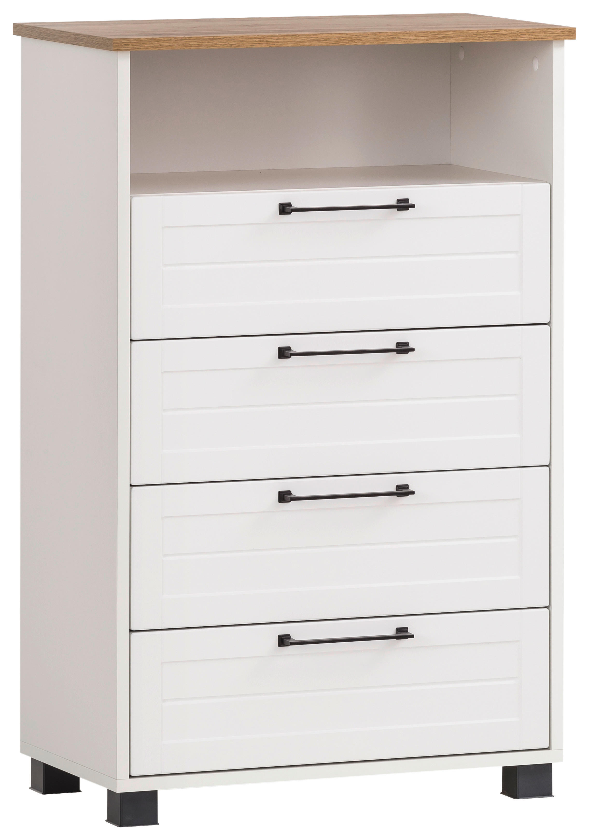 Midischrank Jelda weiß matt Eiche Landhaus Nachbildung B/H/T: ca. 62,4x102x34,1 cm Jelda - Eiche/weiß (62,40/102,00/34,10cm) - Möbelpartner