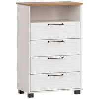 Midischrank Jelda weiß matt Eiche Landhaus Nachbildung B/H/T: ca. 62,4x102x34,1 cm Jelda - Eiche/weiß (62,40/102,00/34,10cm) - Möbelpartner