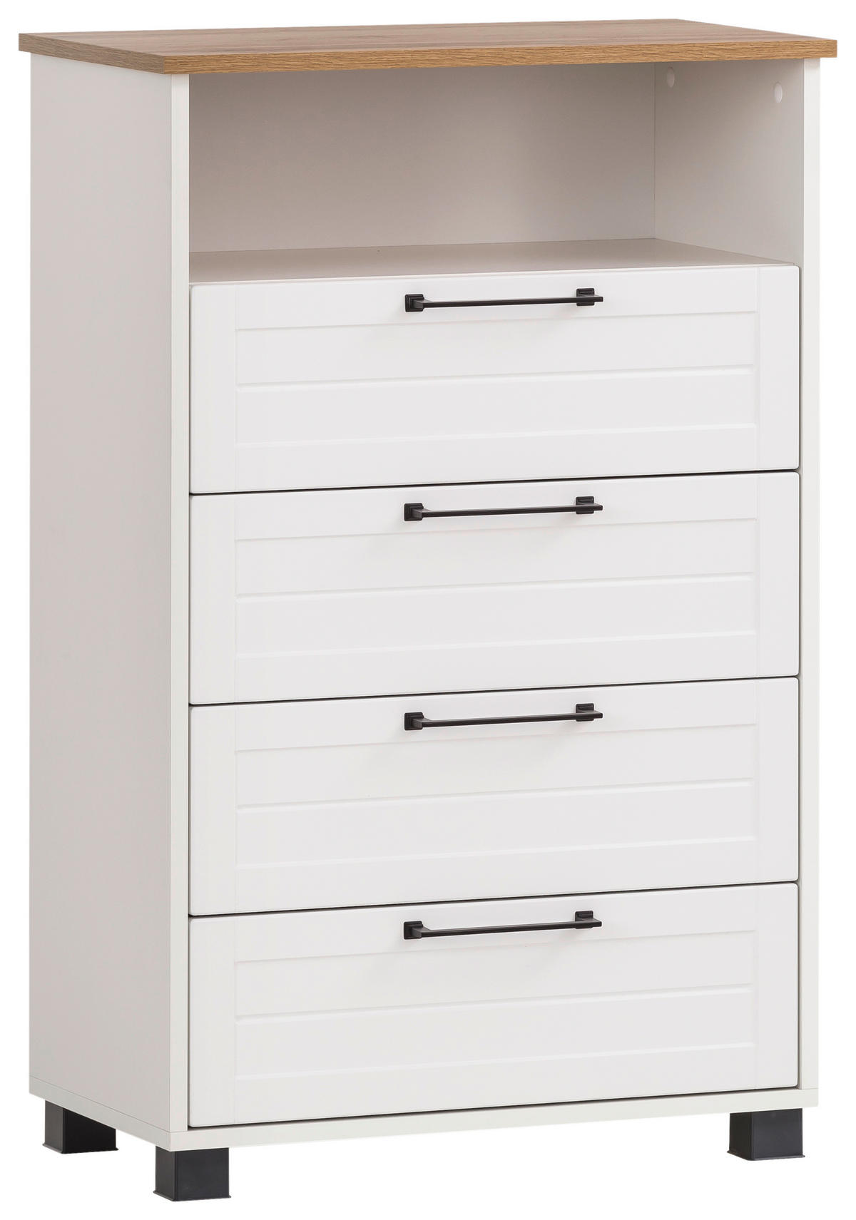 Midischrank Jelda weiß matt Eiche Landhaus Nachbildung B/H/T: ca. 62,4x102x34,1 cm Jelda - Eiche/weiß (62,40/102,00/34,10cm) - Möbelpartner