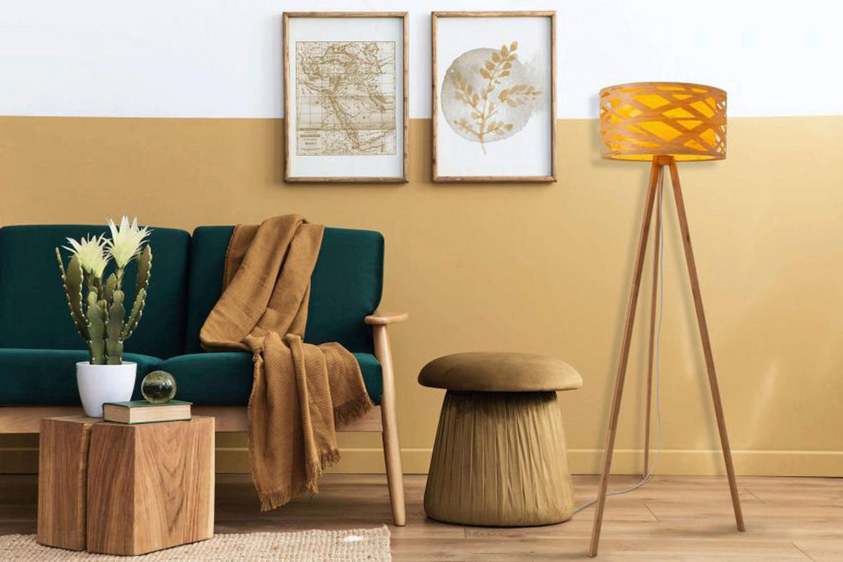 Näve Leuchten Stehleuchte NV2085727 natur Kunststoff Bambus H/D: ca. 148x62 cm 1 Brennstellen Finja - natur (62,00/148,00cm) - Näve Leuchten