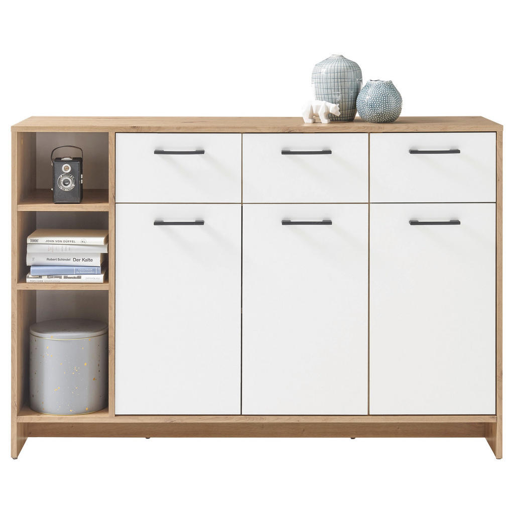 Thumbnail - Kommode Open Eiche Artisan Nachbildung weiß B/H/T: ca. 135x95x38 cm