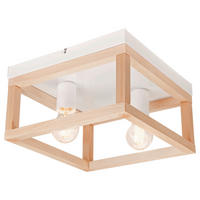 Lamkur Deckenleuchte VILLY 45993 weiß natur Holz Stahl H/L: ca. 17x30 cm E27 2 Brennstellen Villy - weiß/natur (30,00cm) - Lamkur