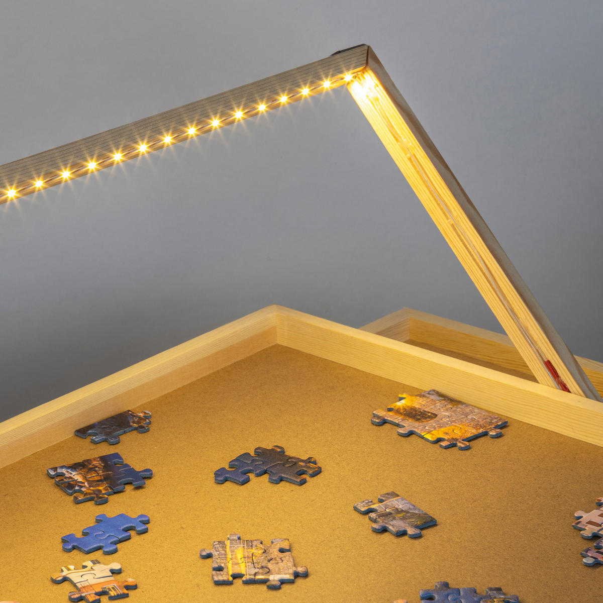 HI Puzzlebrett m.LED-Beleuchtung 1000er B/H/T: ca. 76x56x38 cm 1000er - natur (76,00/56,00/38,00cm) - HI
