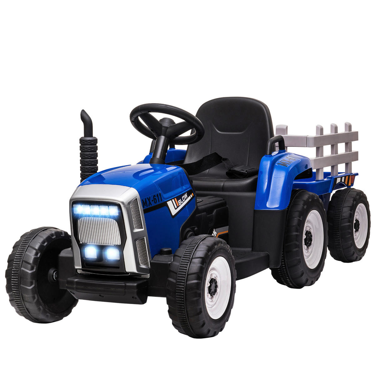 HOMCOM Kinder Elektro-Traktor blau B/H/L: ca. 50x52,5x136,5 cm Kinder Elektro-Traktor - blau (136,50/50,00/52,50cm) - HOMCOM