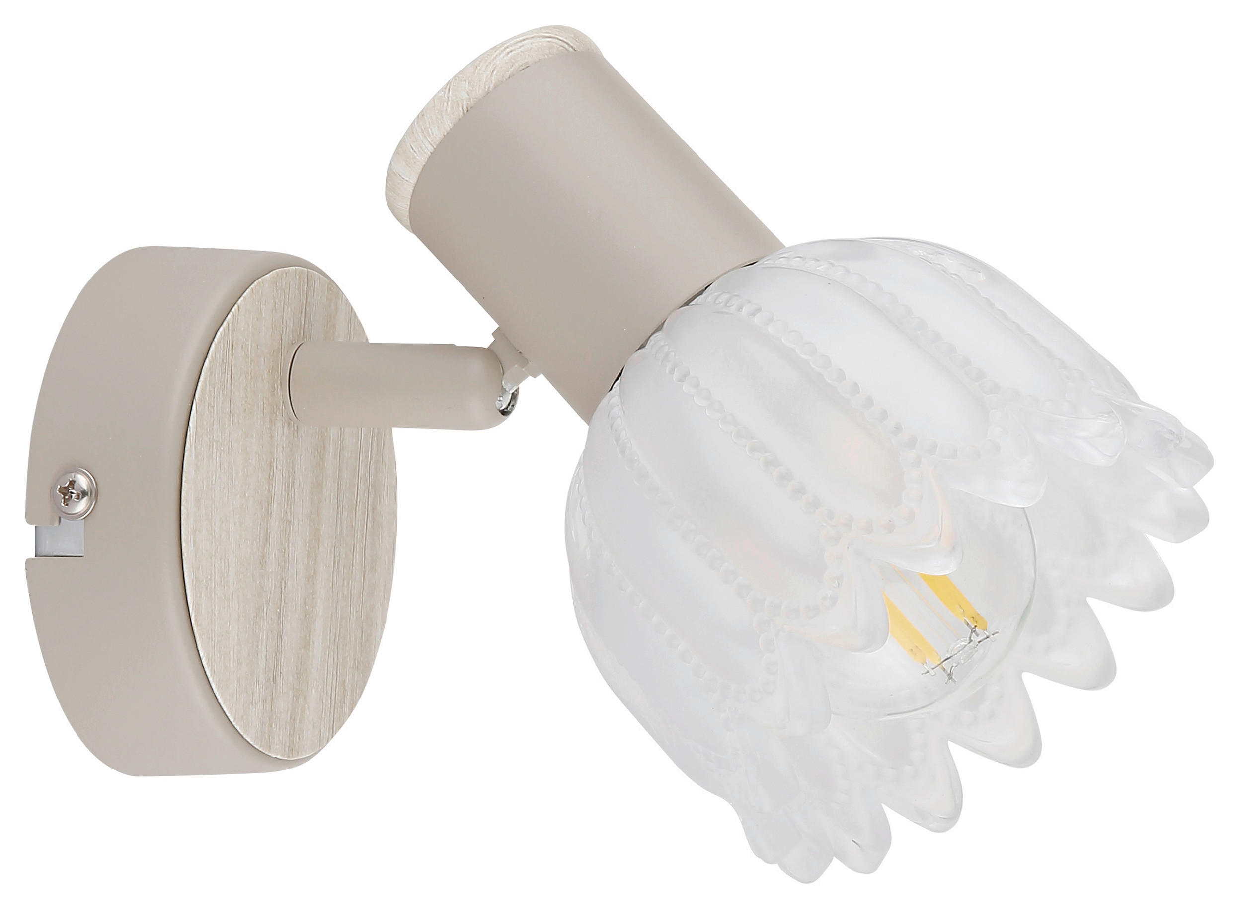 GLOBO Strahler sand Glas Metall B/H/L: ca. 10,5x11x14 cm E14 1 Brennstellen Strahler-Planta - sand (14,00/10,50/11,00cm) - GLOBO