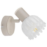 GLOBO Strahler sand Glas Metall B/H/L: ca. 10,5x11x14 cm E14 1 Brennstellen Strahler-Planta - sand (14,00/10,50/11,00cm) - GLOBO