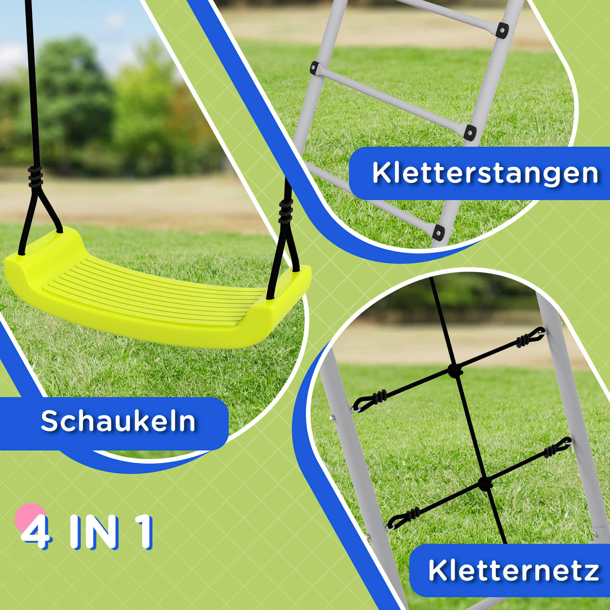 Outsunny Schaukel grün B/H/L: ca. 185x260x180 cm Kinderschaukel-Set - grün (180,00/185,00/260,00cm) - Outsunny