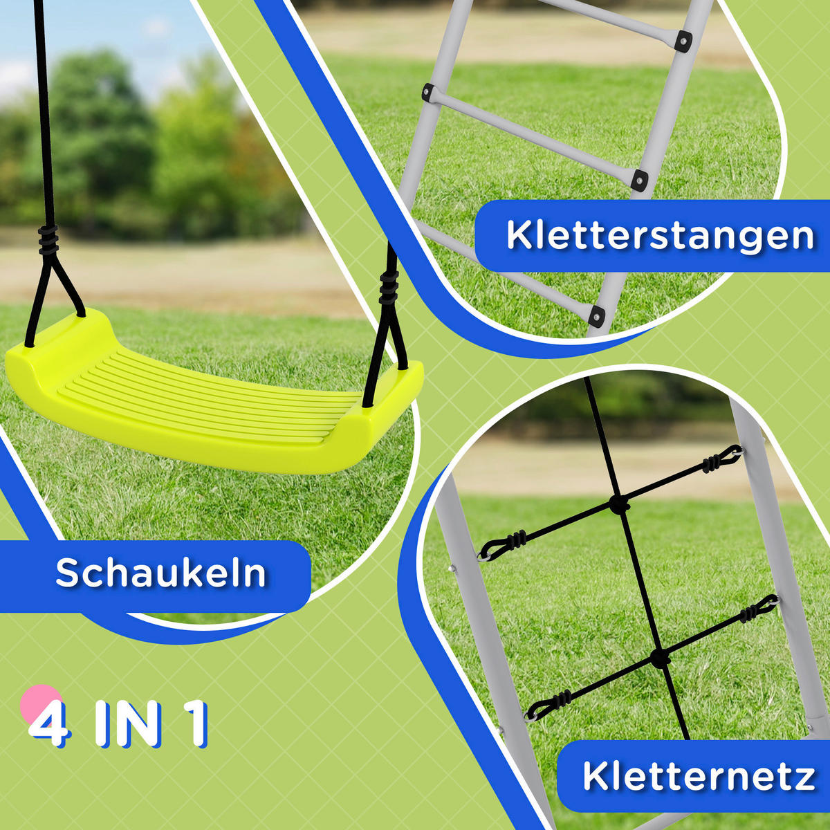 Outsunny Schaukel grün B/H/L: ca. 185x260x180 cm Kinderschaukel-Set - grün (180,00/185,00/260,00cm) - Outsunny