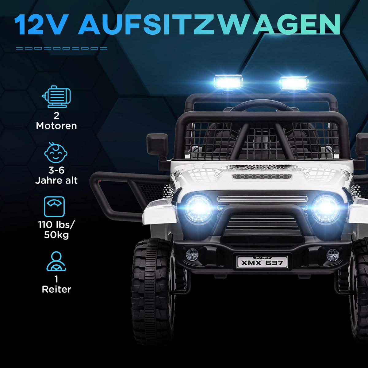 AIYAPLAY Kinder-Elektroauto weiß B/H/L: ca. 67x68,5x109 cm Kinder-Elektroauto - weiß (109,00/67,00/68,50cm) - AIYAPLAY