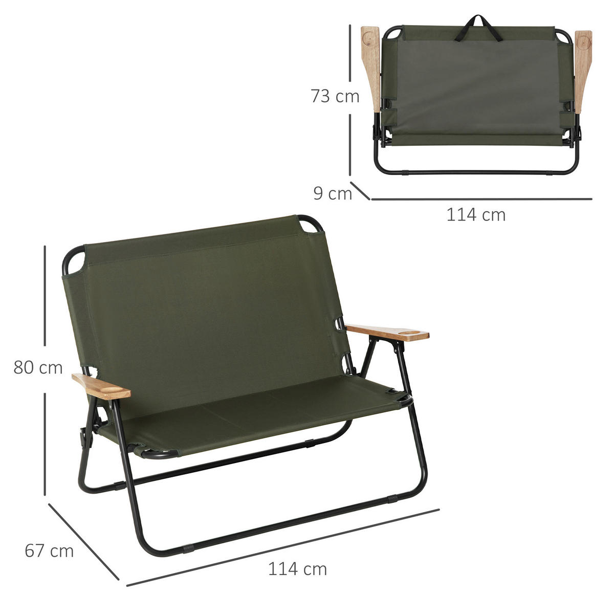 Outsunny Campingartikel B/H/L: ca. 67x114x80 cm Campingstuhl - grün (80,00/67,00/114,00cm) - Outsunny