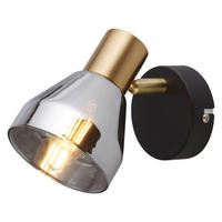 Searchlight Strahler schwarz messing Glas Stahl B/H/T: ca. 9x17x12 cm E14 1 Brennstellen Westminster - messing/schwarz (9,00/17,00/12,00cm) - Searchlight