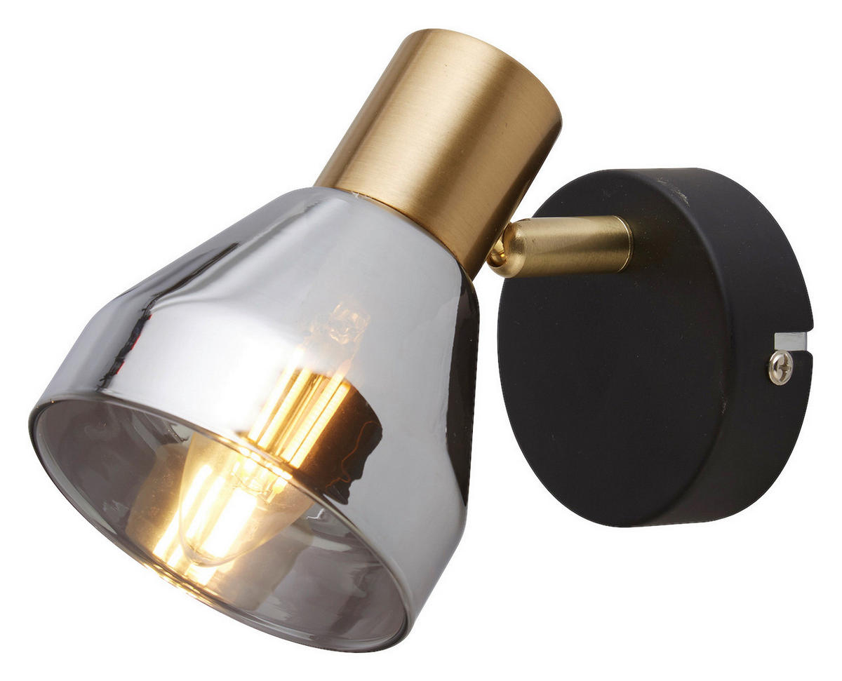 Searchlight Strahler schwarz messing Glas Stahl B/H/T: ca. 9x17x12 cm E14 1 Brennstellen Westminster - messing/schwarz (9,00/17,00/12,00cm) - Searchlight