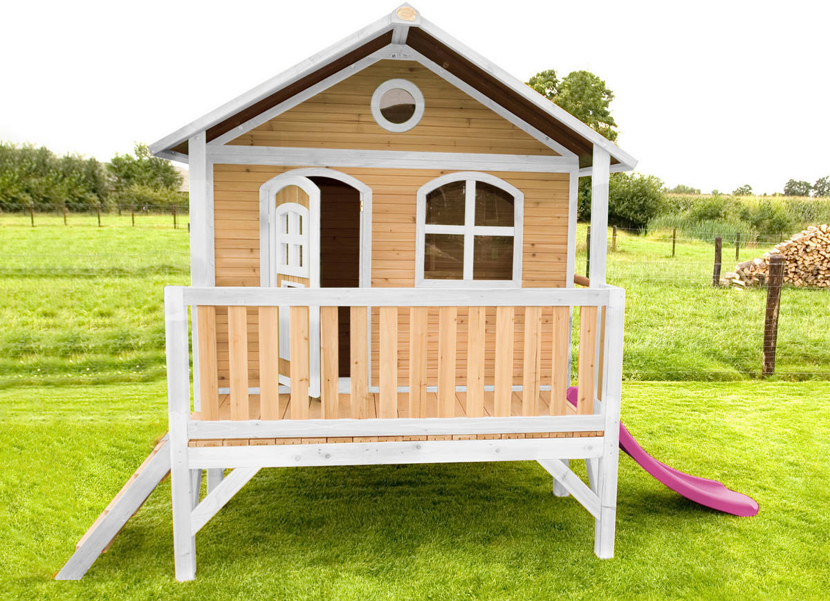 AXI Spielhaus Stef braun B/H/L: ca. 349x233x212 cm Stef - braun/lila (212,00/349,00/233,00cm) - AXI