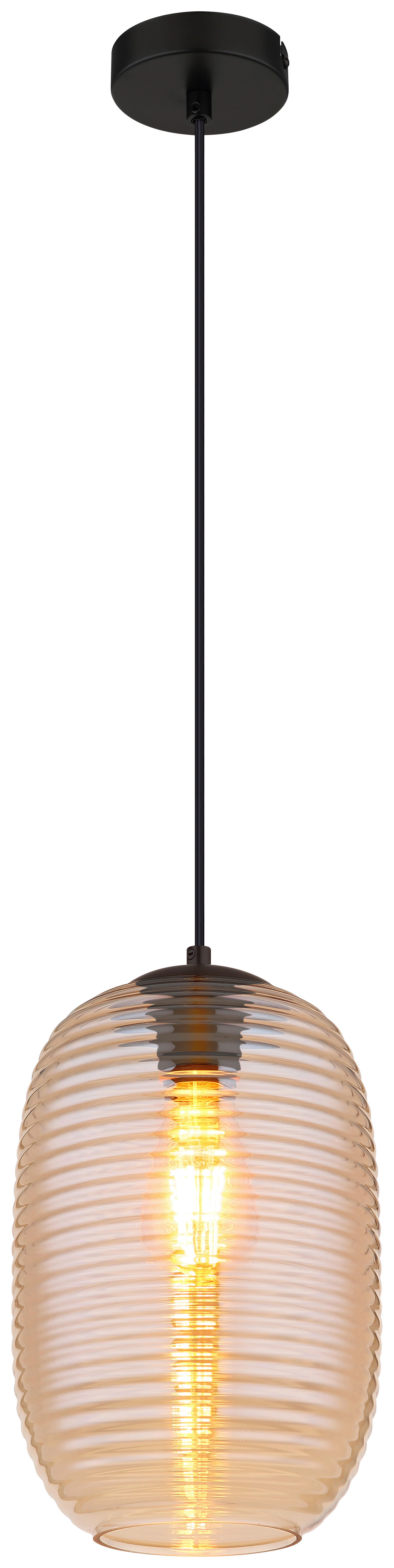 GLOBO Pendelleuchte JEFREY 15794HA schwarz amber Metall H/D: ca. 120x20 cm E27 1 Brennstellen JEFREY - schwarz/amber (20,00/120,00cm) - GLOBO