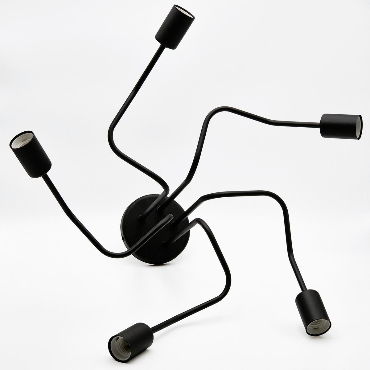 Lamkur Deckenleuchte DOMINO 51222 schwarz Stahl H/L: ca. 40x59 cm E27 5 Brennstellen Domino - schwarz (59,00cm) - Lamkur