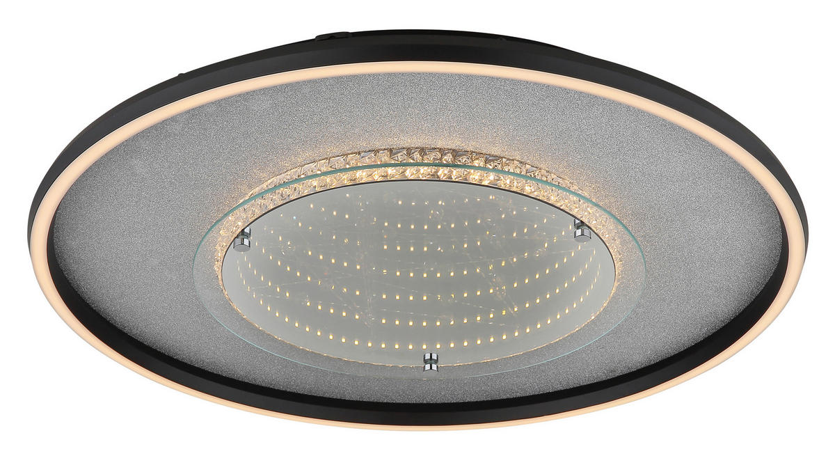 GLOBO Deckenleuchte schwarz silber klar Glas Aluminium Kunststoff H/D: ca. 6,8x51,5 cm 1 Brennstellen Mirrora - klar/schwarz (51,50/6,80cm) - GLOBO