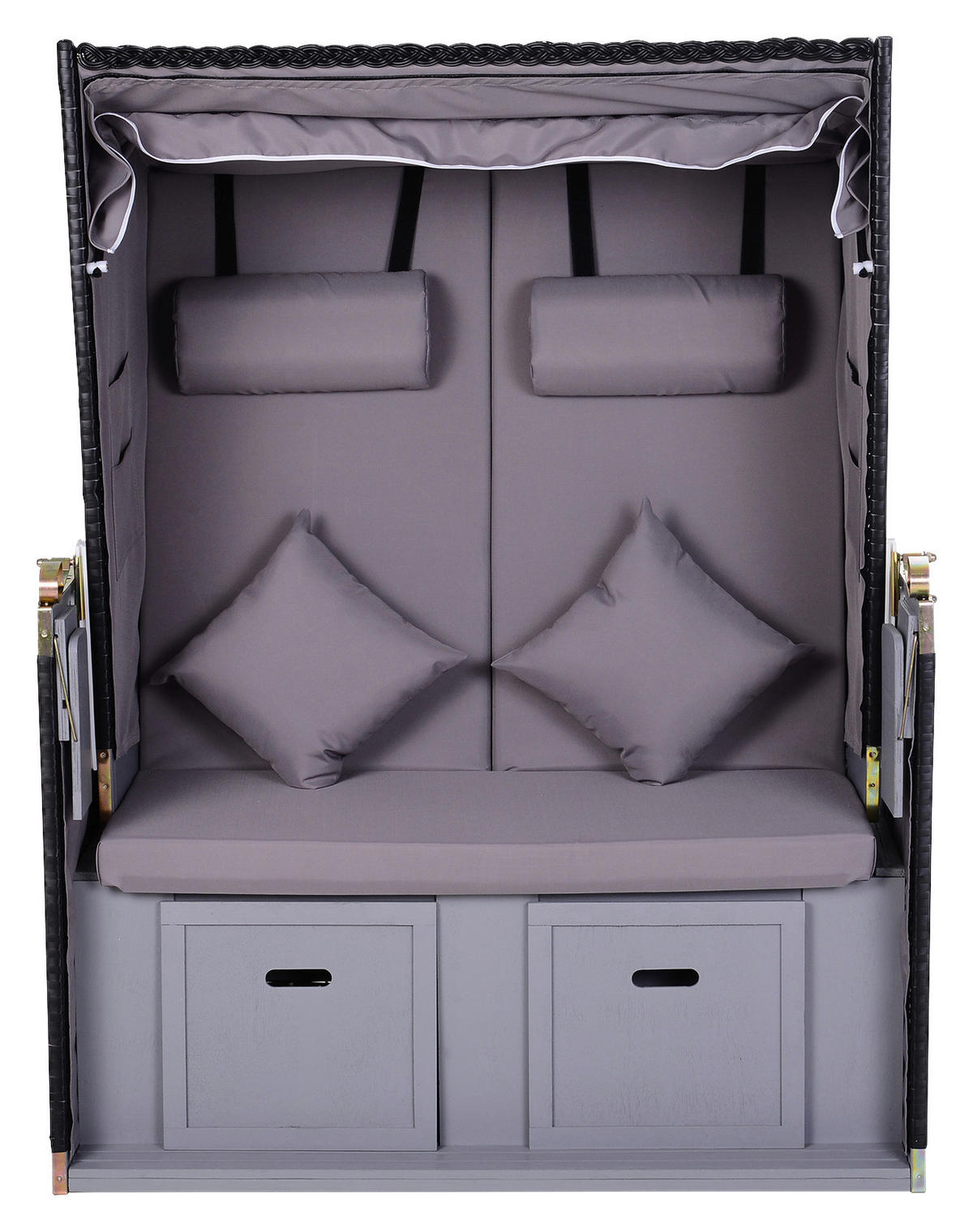 Outsunny Strandkorb grau Metall B/H/T: ca. 118x150x79 cm Strandkorb - grau (118,00/150,00/79,00cm) - Outsunny