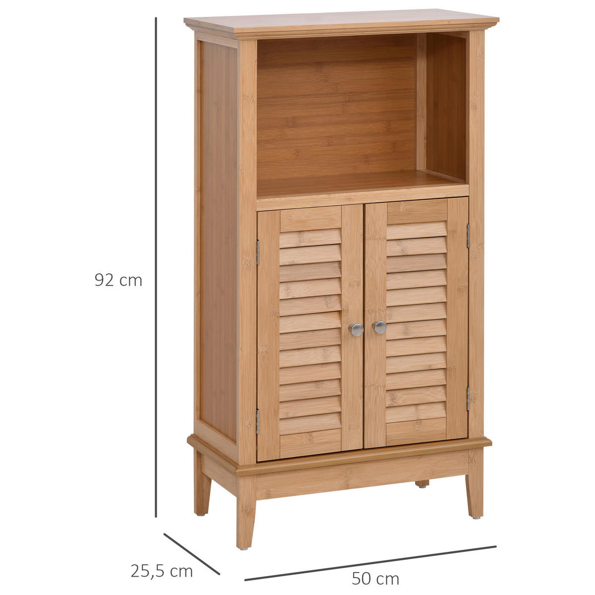 Badezimmerschrank natur Bambus B/H/L: ca. 26x92x50 cm Badezimmerschrank - natur (50,00/26,00/92,00cm) - HOMCOM
