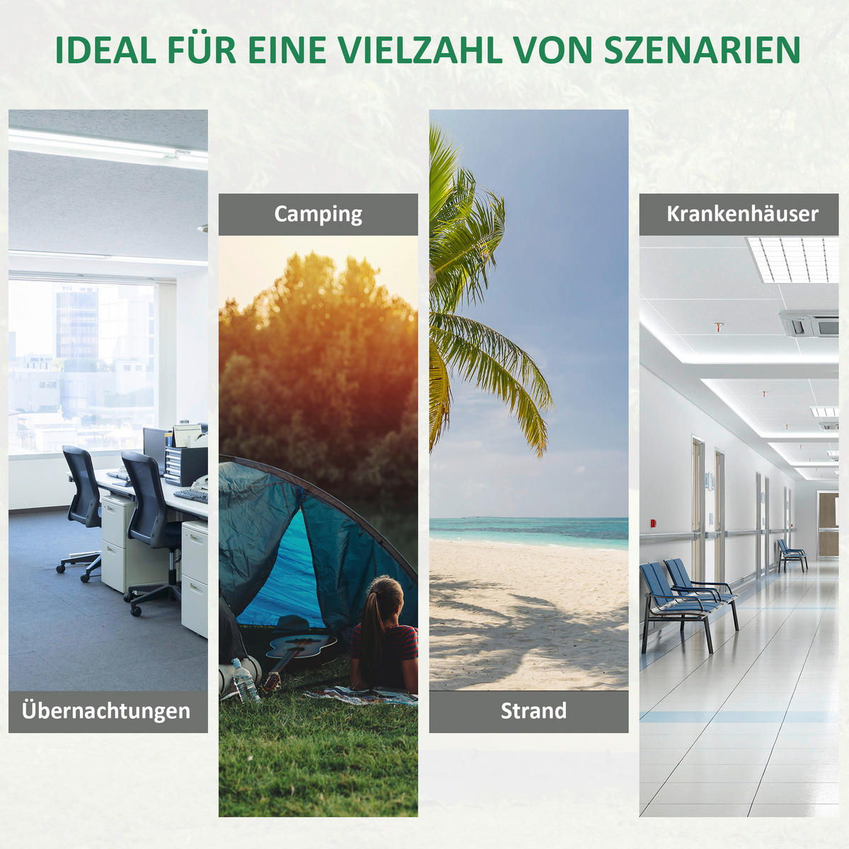 Outsunny Campingbett B/H/L: ca. 65x40x195 cm Campingbett - schwarz/grün (195,00/65,00/40,00cm) - Outsunny