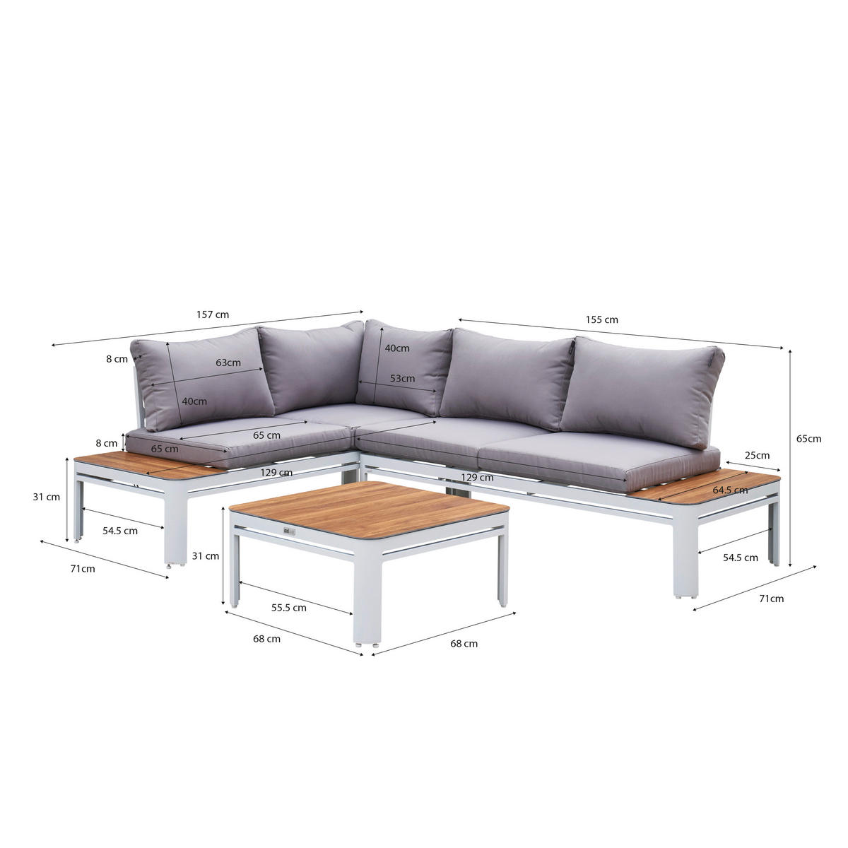 AXI Outdoor Living Loungeset Eos braun Textil B/H/L: ca. 157x65x71 cm Eos - braun/weiß (71,00/157,00/65,00cm) - AXI Outdoor Living