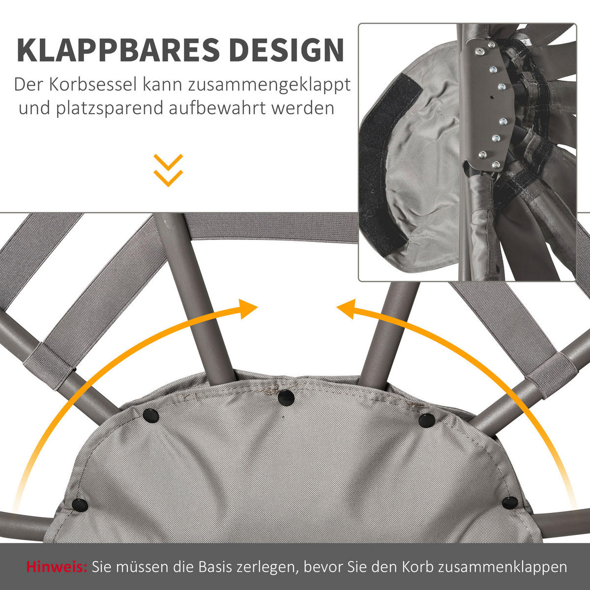 Outsunny Gartenstuhl sand Stahl B/H/L: ca. 75x139x118 cm Gartenstuhl - sand (118,00/75,00/139,00cm) - Outsunny