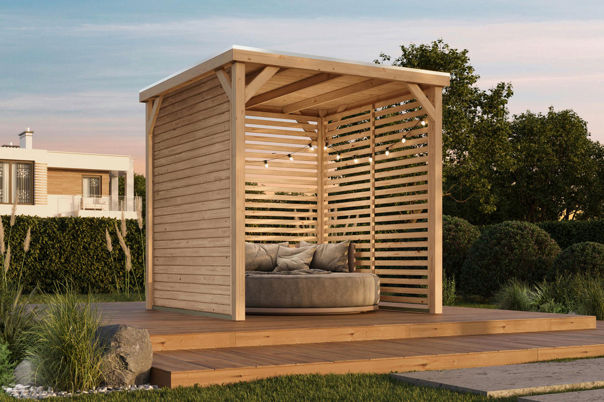 Karibu Pavillon Arizona natur Fichte B/H/T: ca. 231x243x231 cm Arizona - natur (231,00/243,00/231,00cm) - Karibu