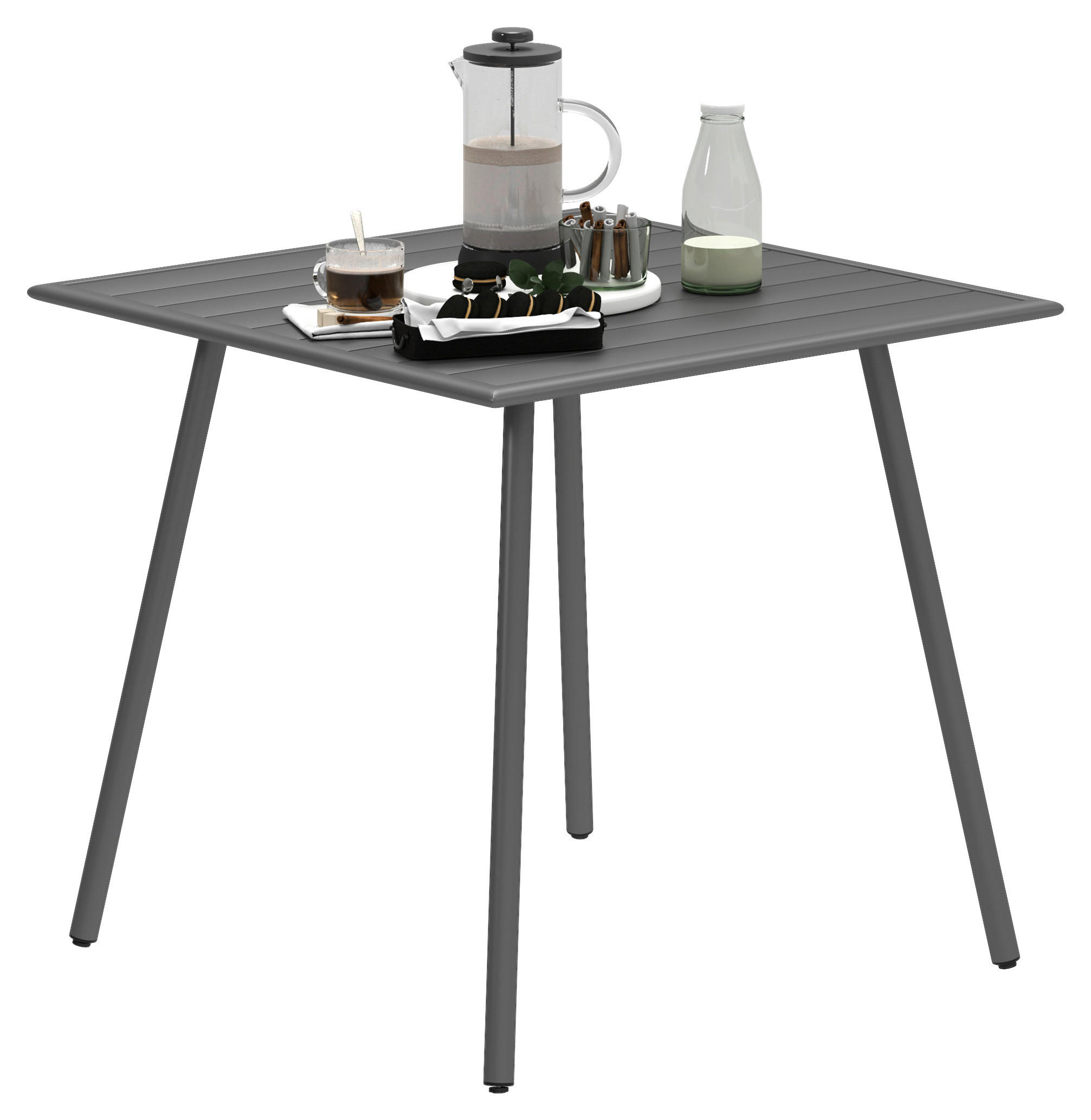 Outsunny Gartentisch grau Stahl B/H/L: ca. 80x74x80 cm Gartentisch - grau (80,00/80,00/74,00cm) - Outsunny