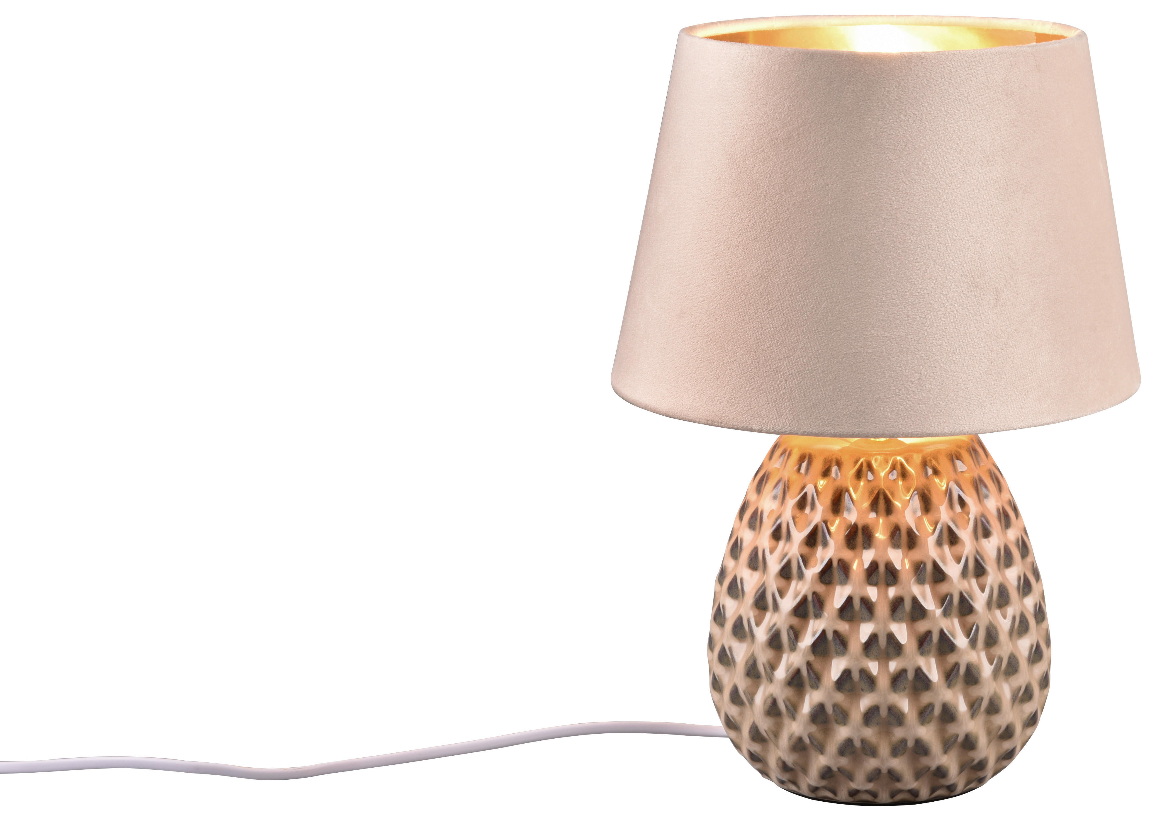 Reality Tischleuchte R51531944 Ariana beige Keramik Samt H/D: ca. 35x24 cm E27 1 Brennstellen Ariana - beige (24,00/35,00cm) - Reality