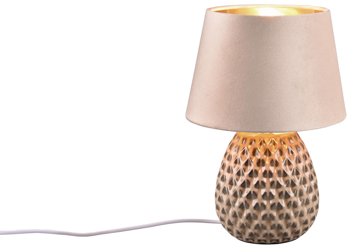 Reality Tischleuchte R51531944 Ariana beige Keramik Samt H/D: ca. 35x24 cm E27 1 Brennstellen Ariana - beige (24,00/35,00cm) - Reality