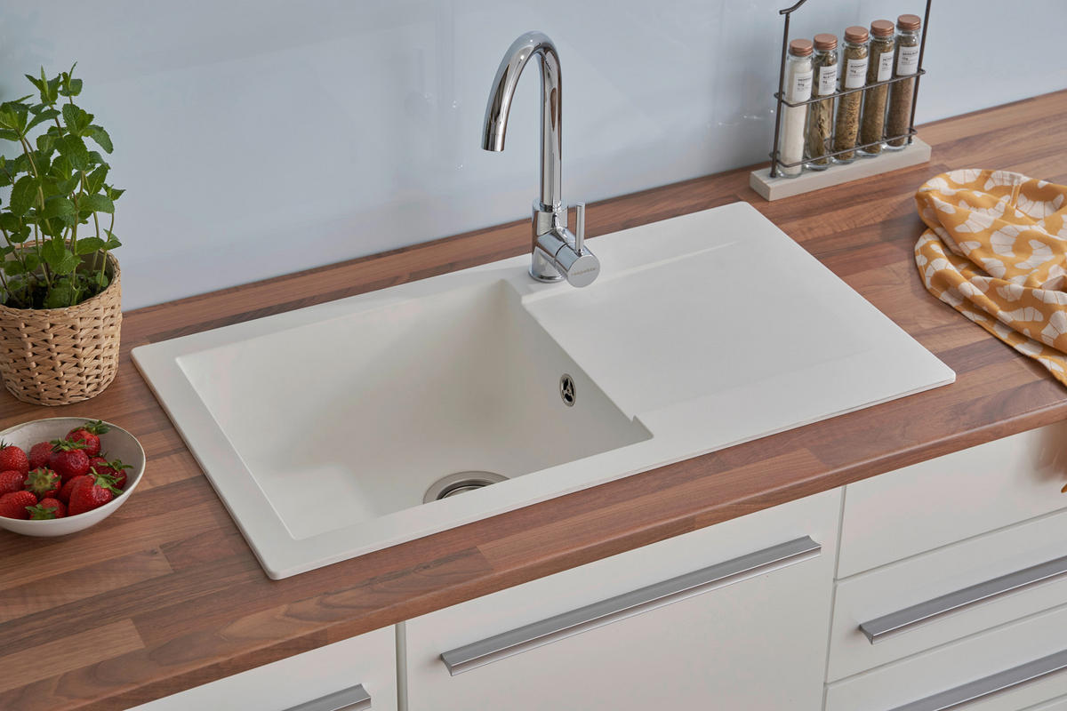 Respekta Einbauspüle Denver 78 x 44 W weiß Mineralite B/H/T: ca. 78x17x43,5 cm Denver 78 x 44 W - weiß (78,00/17,00/43,50cm) - Respekta