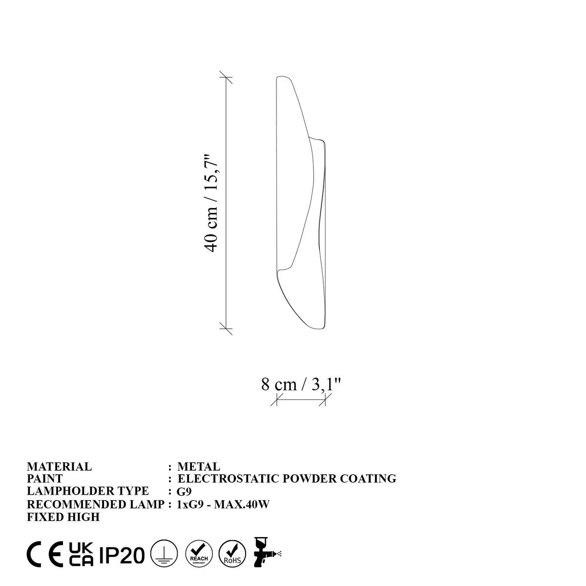 Opviq Wandleuchte schwarz Metall B/H/L: ca. 40x11x8 cm G9 2 Brennstellen Flare - schwarz (8,00/40,00/11,00cm) - Opviq