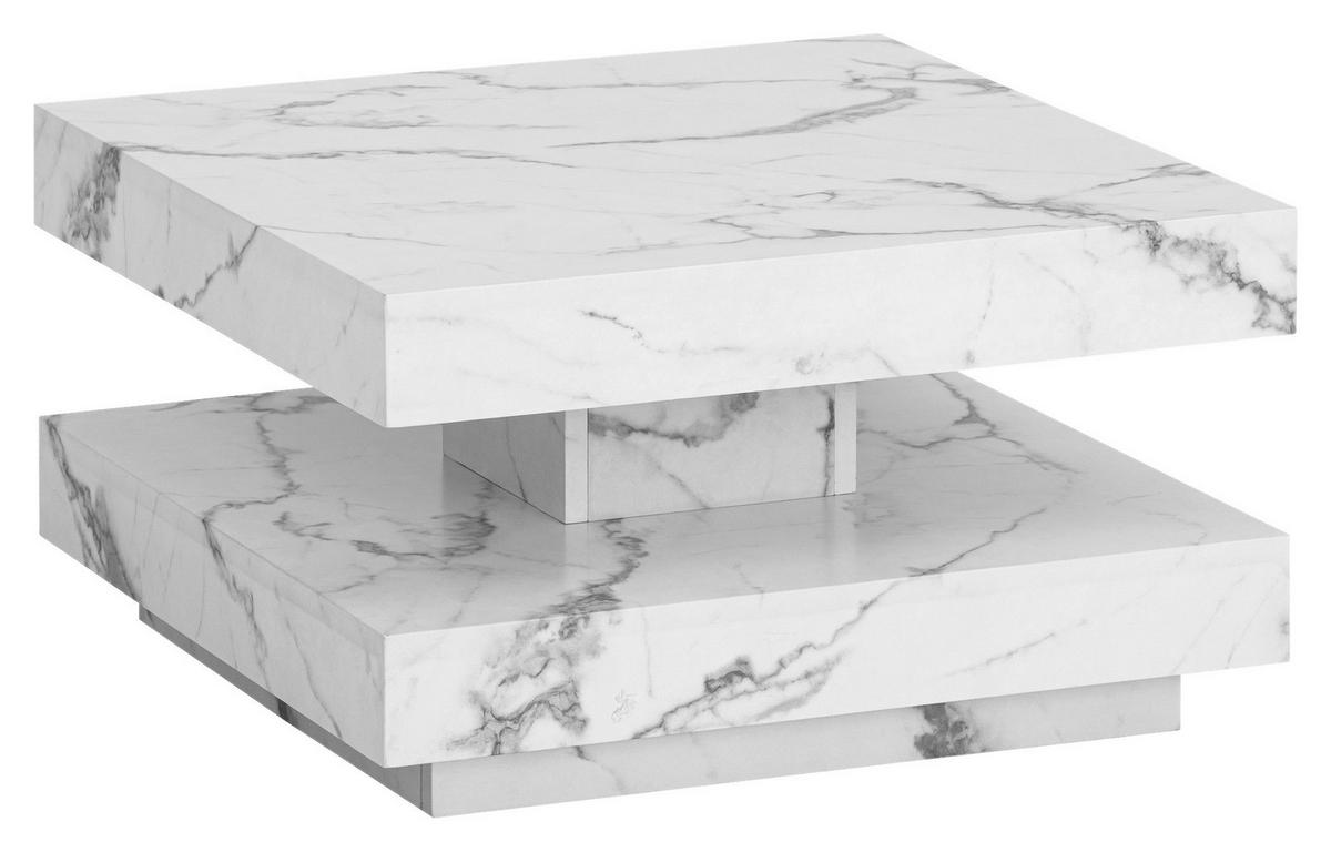 Couchtisch weiß Marmor Optik B/H/T: ca. 60x34x60 cm Couchtisch - weiß (60,00/34,00/60,00cm) - Wohnling