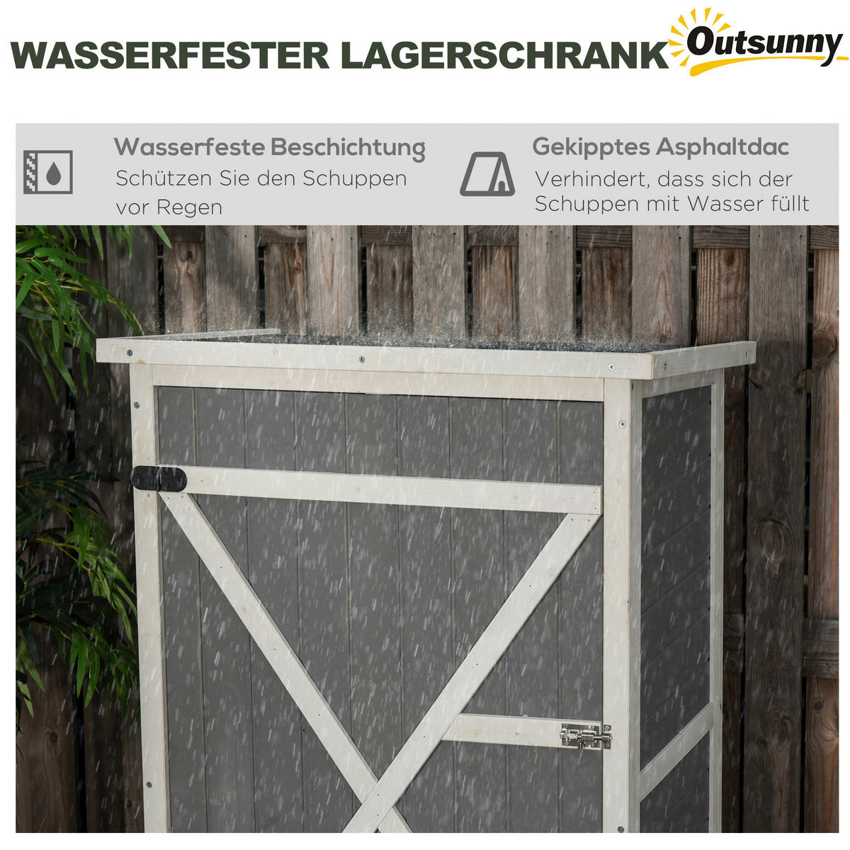 Outsunny Gartenhaus weiß B/H/L: ca. 56x115x75 cm Gartenhaus - weiß/schwarz (75,00/56,00/115,00cm) - Outsunny
