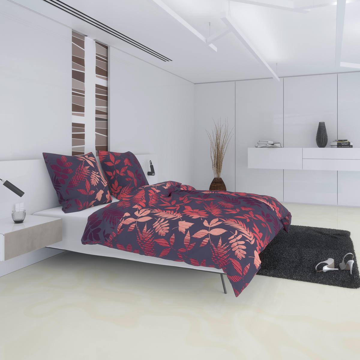 Baumwoll Bettwäsche Cotton touch Bettwäsche_Cotton-Touch Laub - lila/bordeaux (135,00/200,00cm) - Sensation