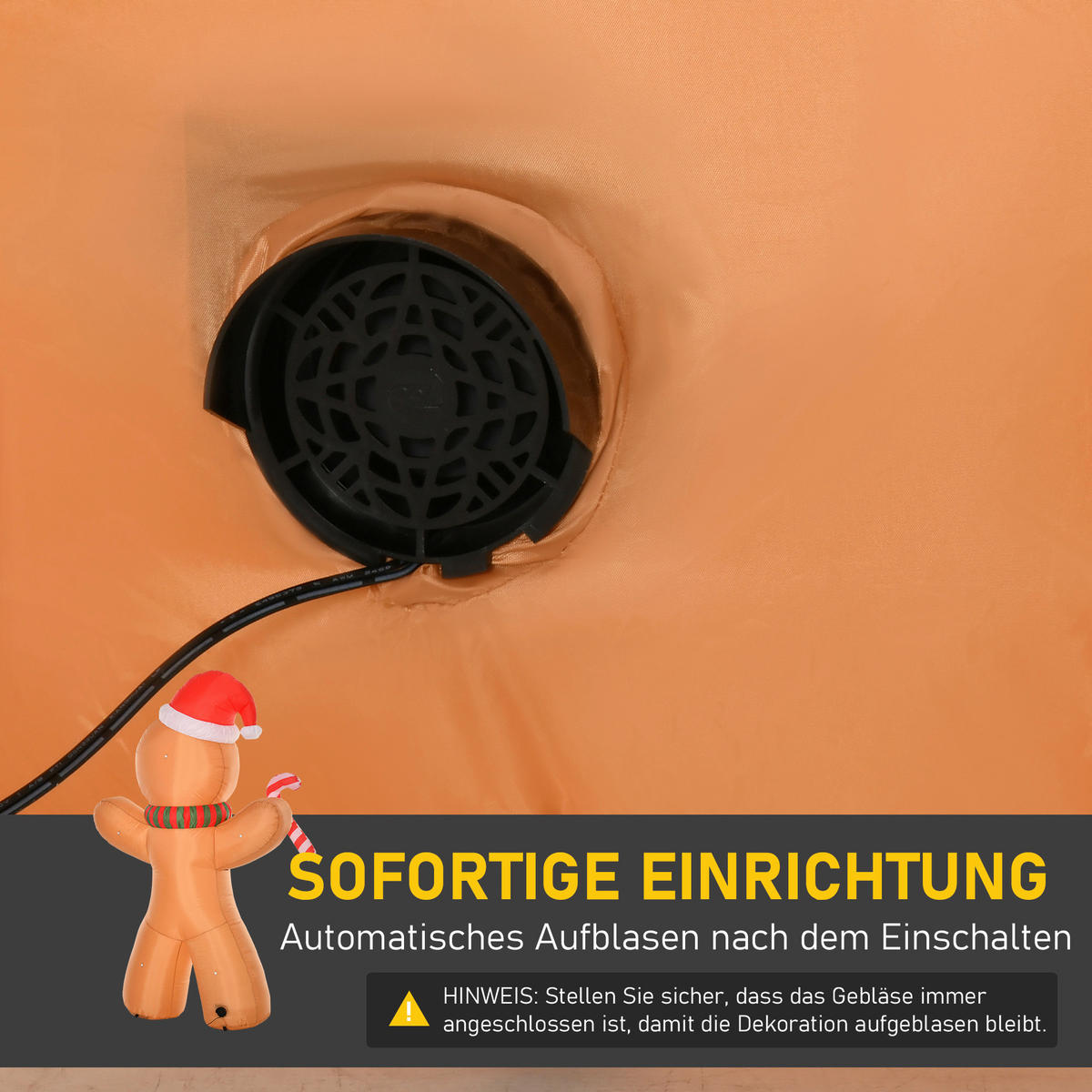 HOMCOM Weihnachts-Deko Weihnachts-Lebkuchenmann - gelb (240,00/65,00/170,00cm) - HOMCOM