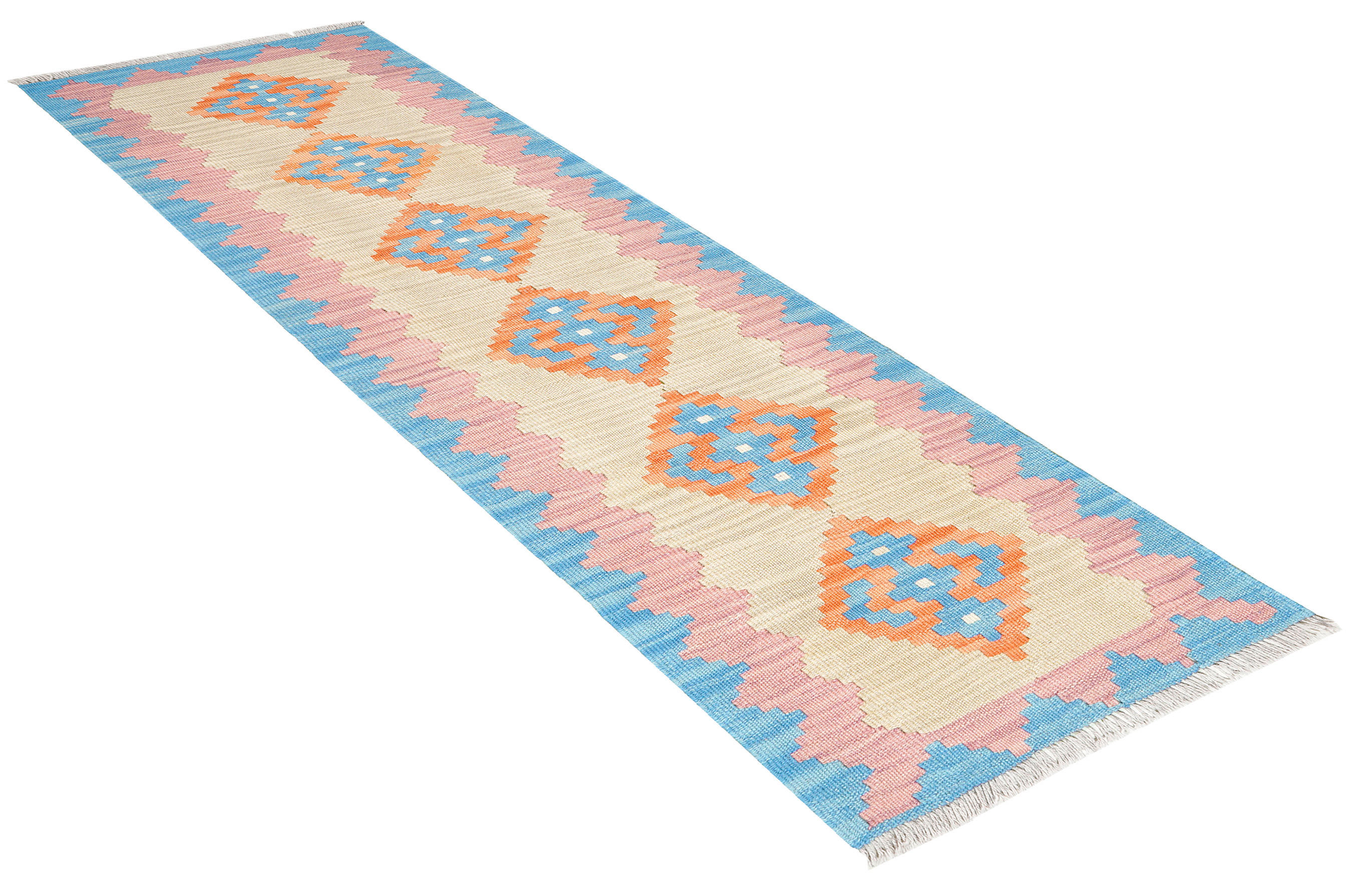 PersaTepp Teppich Kelim Gashgai blau B/H/L: ca. 57x1x190 cm Kelim Gashgai - blau/beige (190,00/57,00/1,00cm) - PersaTepp