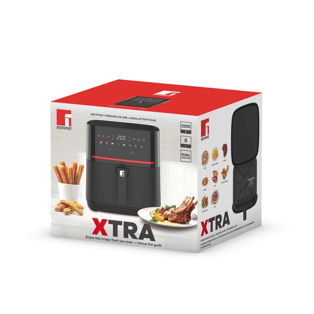 BERGNER Heißluftfritteuse BG-51275-BK XTRA 800 - schwarz - BERGNER