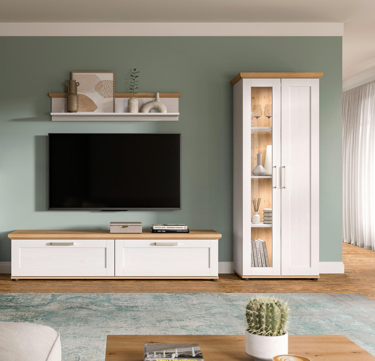 Wohnwand VERONA Lärche Nachbildung Eiche Nachbildung B/H/T: ca. 336x161x40 cm VERONA - Eiche/Lärche (336,00/161,00/40,00cm) - xonox.home