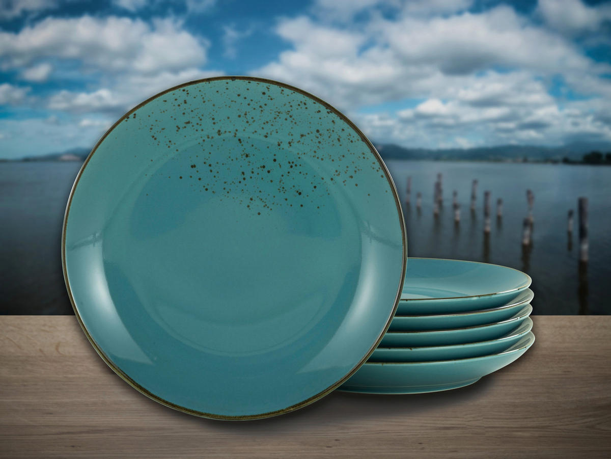 CreaTable Teller NATURE COLLECTION türkis Steinzeug D: ca. 27 cm NATURE COLLECTION - türkis (27,00cm) - CreaTable