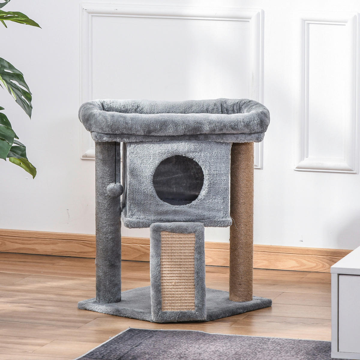 PawHut Katzenbaum hellgrau Polyester B/H/L: ca. 40x57x40 cm Katzenbaum - hellgrau (40,00/40,00/57,00cm) - PawHut
