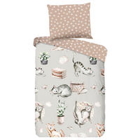 Bettwäsche Catlife grau Baumwolle B/L: ca. 120x150 cm Catlife - grau (120,00/150,00cm) - Good Morning