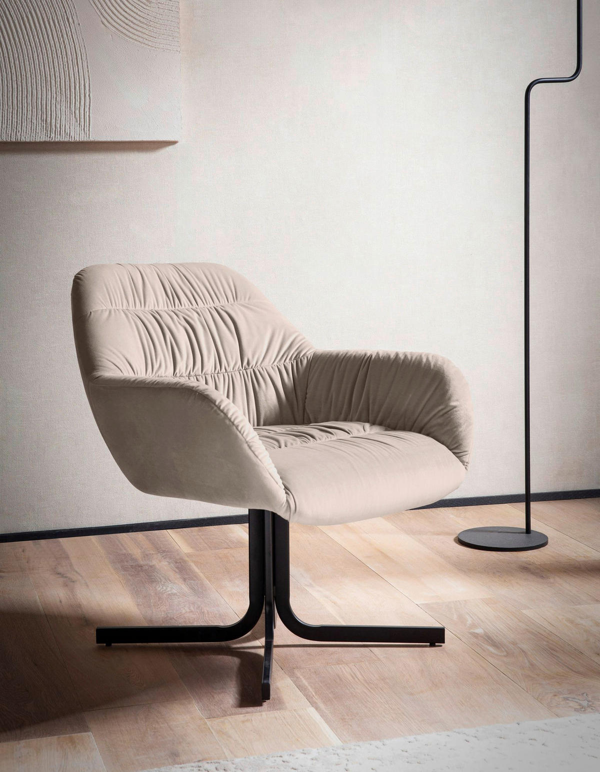 Wohnling Sessel beige Polyester Loungesessel - beige - Wohnling