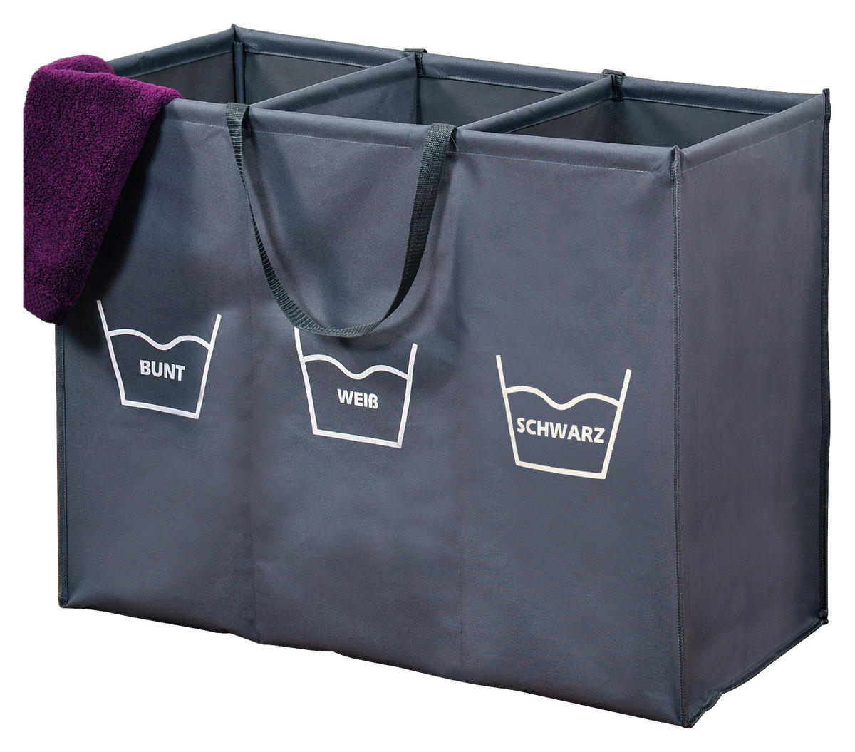 Kesper Wäschesammler grau Polyester B/H/L: ca. 36x60x74 cm Wäschesammler_3er-Einteilung - grau (74,00/36,00/60,00cm) - Kesper