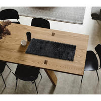 Tischläufer Dekofell_eckig schwarz - schwarz/silber (30,00cm)