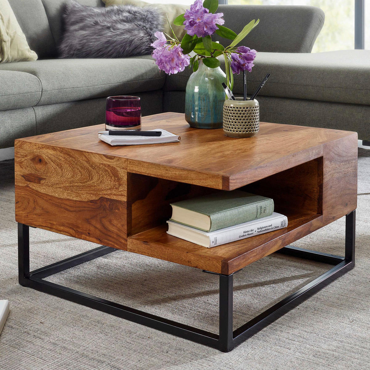 Couchtisch braun B/H/T: ca. 60x35x60 cm Couchtisch - braun (60,00/35,00/60,00cm) - Wohnling