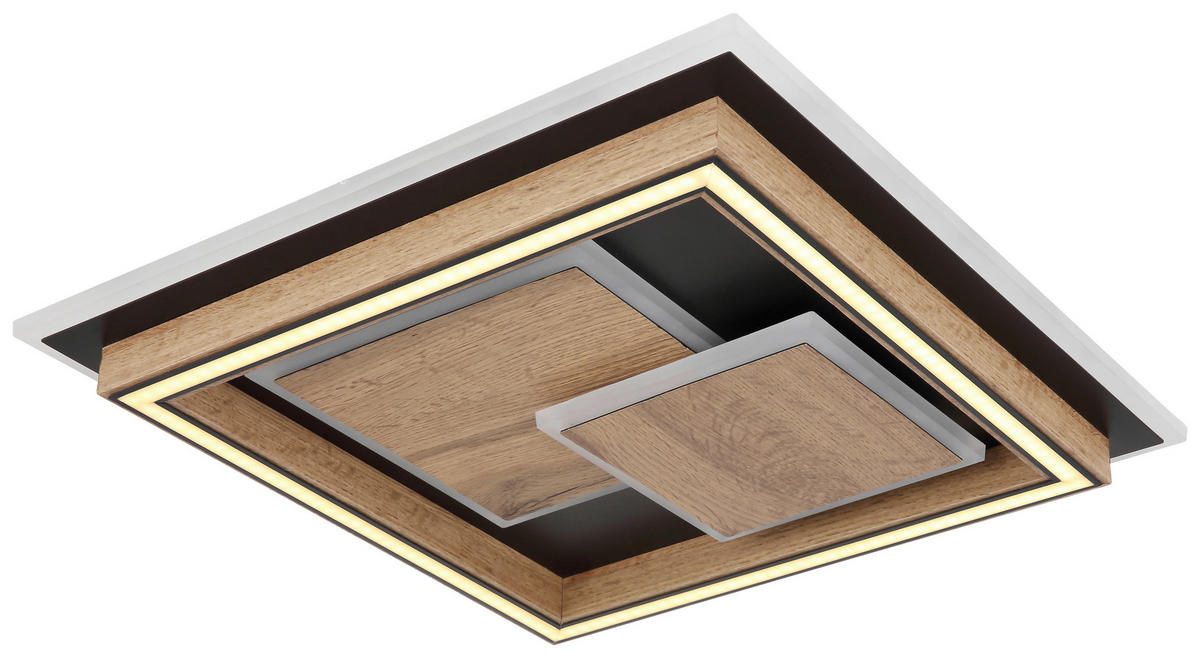 GLOBO LED-Deckenleuchte 67325-32 mattschwarz dunkelbraun MDF Metall Acryl B/H/T: ca. 41x7,6x41 cm LAGERTA - dunkelbraun/mattschwarz (41,00/7,60/41,00cm) - GLOBO