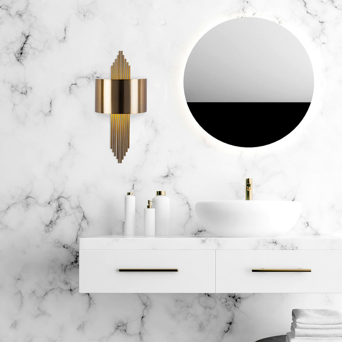 Opviq Wandleuchte Ringel bronze Eisen B/H/T/L: ca. 10x22x10x75 cm E27 1 Brennstellen Ringel - bronze (75,00/10,00/22,00cm) - Opviq