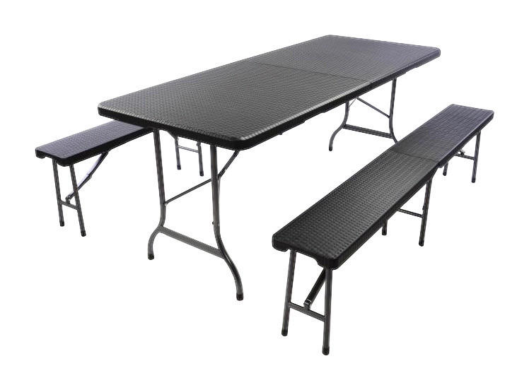 VCM Bierzeltgarnitur schwarz Metall B/H/L: ca. 75x70x180 cm Bierzeltgarnitur - schwarz (180,00/75,00/70,00cm) - VCM