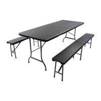 VCM Bierzeltgarnitur schwarz Metall B/H/L: ca. 75x70x180 cm Bierzeltgarnitur - schwarz (180,00/75,00/70,00cm) - VCM