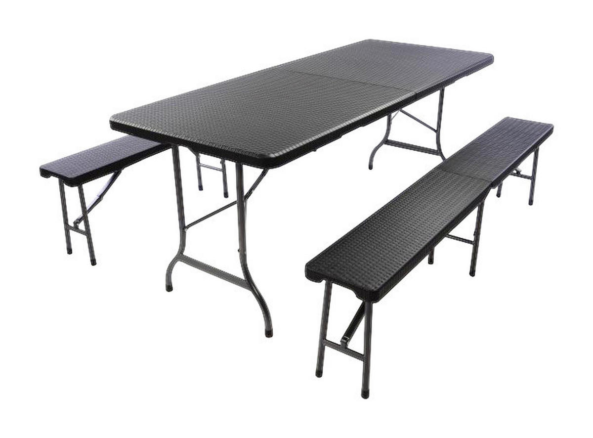 VCM Bierzeltgarnitur schwarz Metall B/H/L: ca. 75x70x180 cm Bierzeltgarnitur - schwarz (180,00/75,00/70,00cm) - VCM